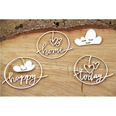 Clouded hearts - Happy - chipboard set