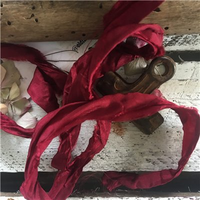 Old Fashion satin ribbon - christmas burgundy/karácsonyi burgundi