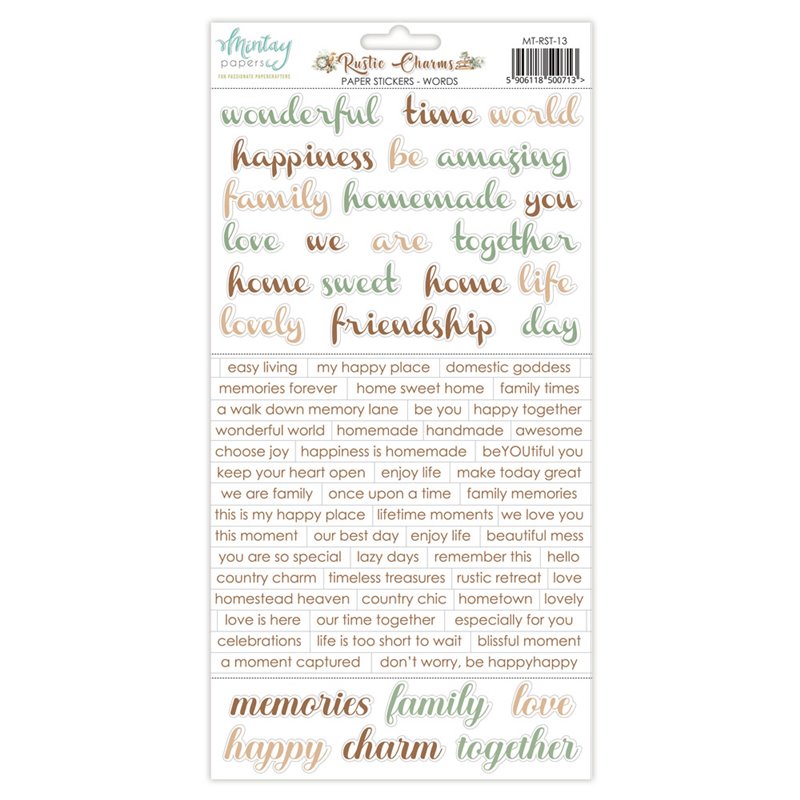 6 x 12 Paper Stickers - Rustic Charms - Words